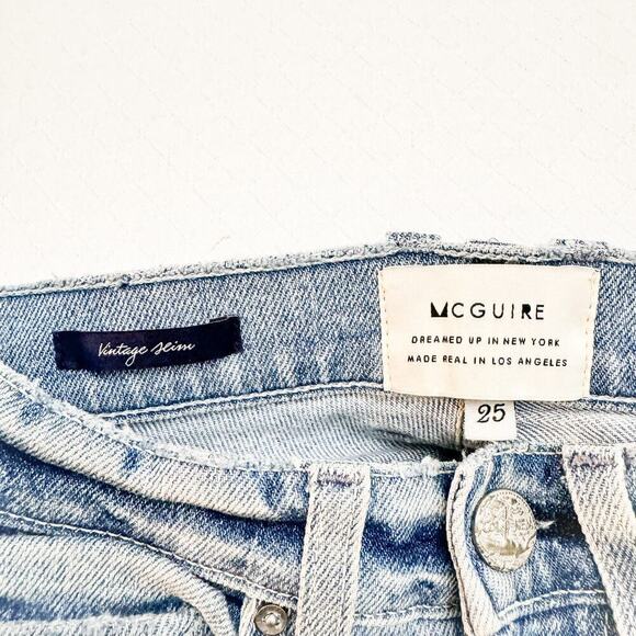 McGuire Vintage Slim Light Wash Frayed Hen Denim Jeans Size 25 - Picture 8 of 9